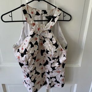 Fitted halter floral, side zipper neck clasp